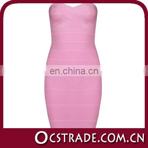 2014 Pink Strapless Corset Cocktail Dresses Bandage Clubwear