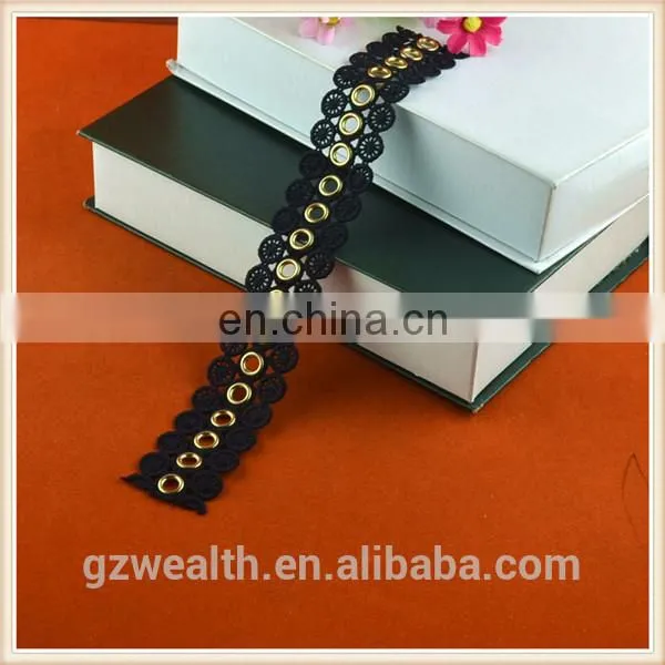 Fashion Design Polyester Lace Trim With Eyelets for Garment Trims photo-3