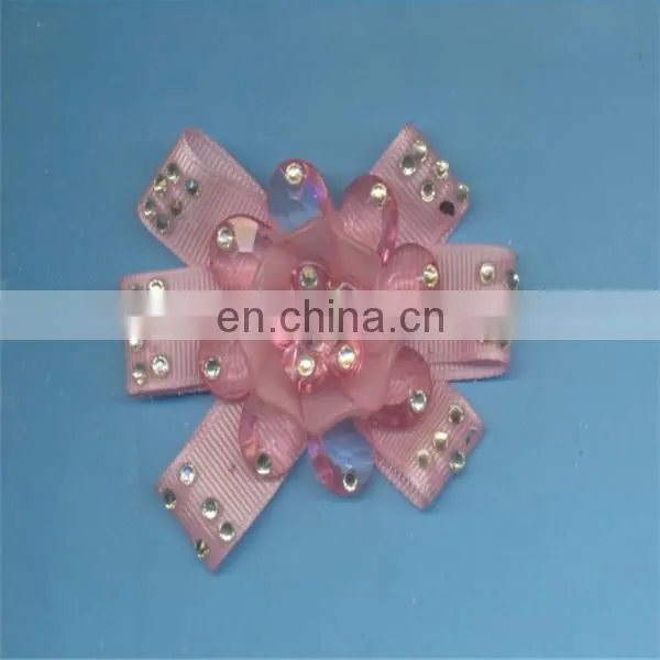 Gross Grain Ribbon Bow With Beaded Rhinestones