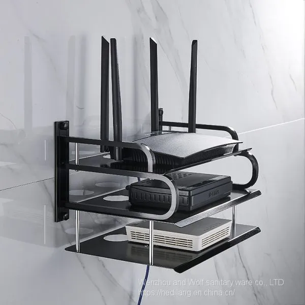 Black Small Three-layer Video Set Top Box Shelf Router Storage Bracket Wall Mounted photo-2