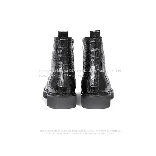 Thailand Crocodile Leather Men's Boots High-End Fashion Casual Martin Boots Lace Up Round Toe Leather High Boots photo-4