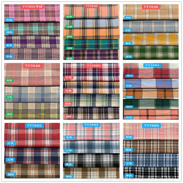 Large Stock Supply of Various Specifications of Colored Polyester Cotton Dyed Plaid Fabric photo-4
