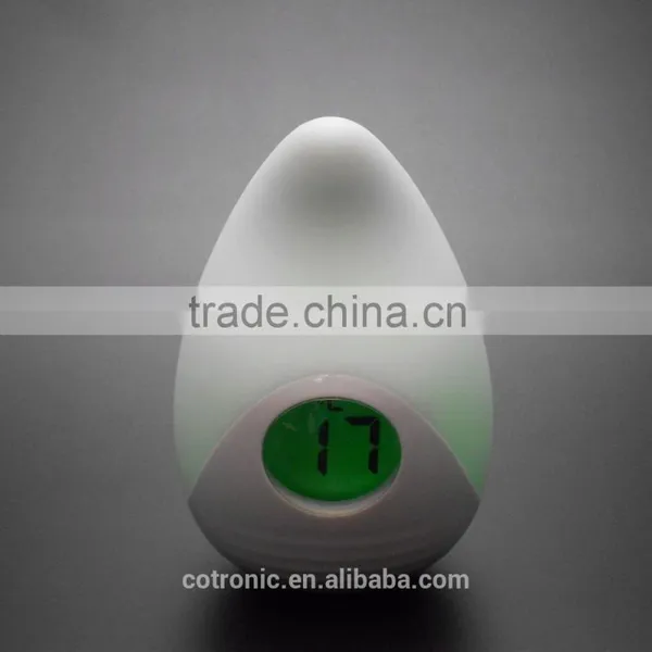 Silicone Egg Shape Room Thermometer Temperature Displayer LED Color Changing Night Light Lamp for Babies Kids Children Adults photo-5