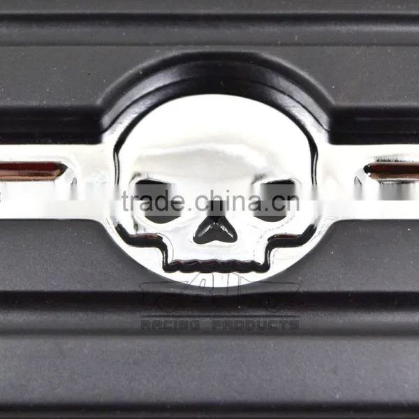 BJ-FP216-052 Billet Aluminum Skull Large Motorcycle Brake Pedal Pad Cover For 1980-up Harley Touring FLD photo-4