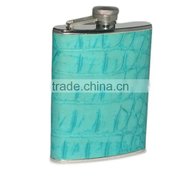 Stainless Steel and Woooden Wrapped Wine Bottle Flask 6oz photo-6
