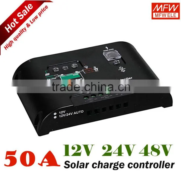professional factory manual pwm solar charge controller 50A 12V 24V 48V for solar panel
