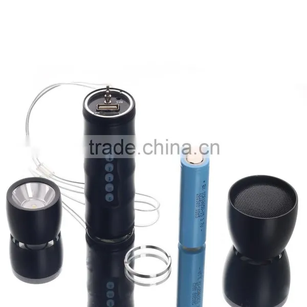 Outdoor & Indoor Use Portable Mini Speaker With Flashlight, FM Radio & Power Bank 4000mah photo-5