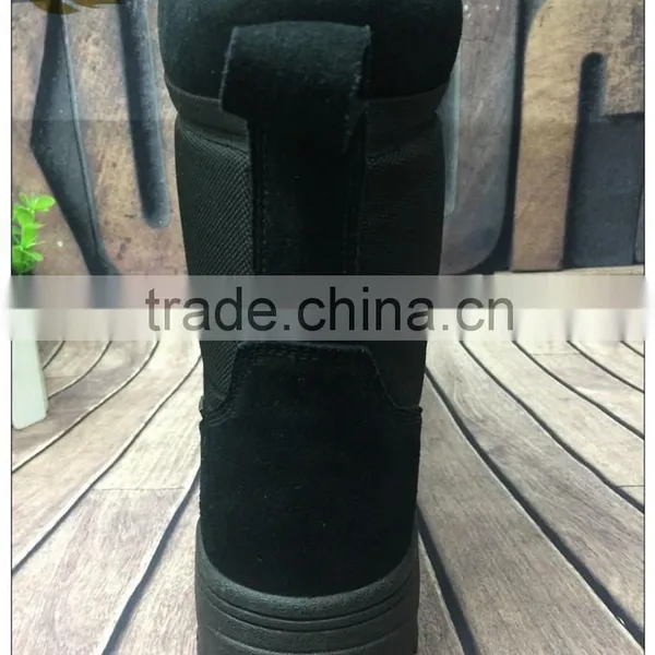 Black Leather Rubber Outsole Army Military Combat Boots for Man photo-5