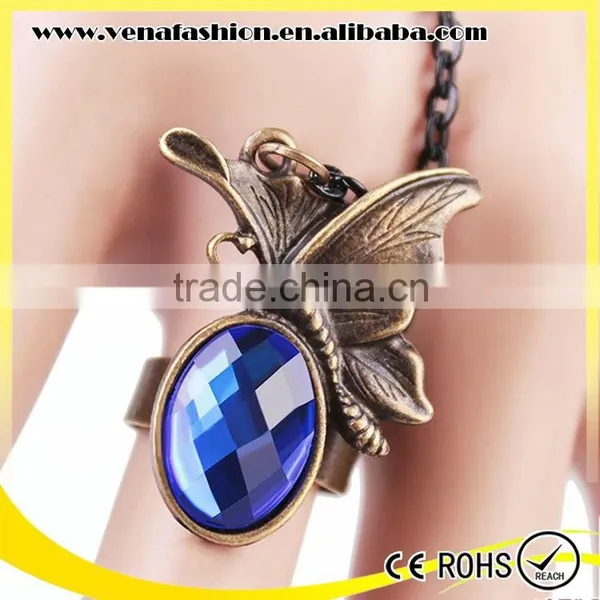 Low Moq Crystal Butterfly Bracelet, Gothic Hand Ring Bracelet photo-3