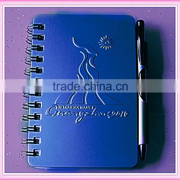 Office Metal Cover Spiral Diary With Ball Pen for Promotion and Business Gift