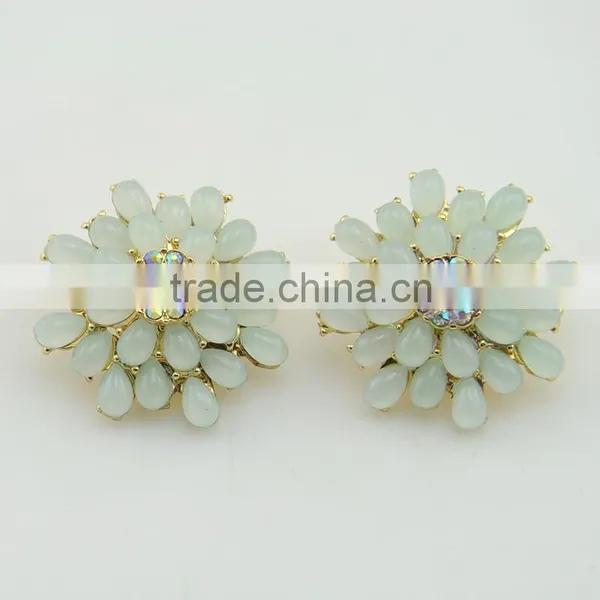 Fashion Jewelry Sets Gold Plated Resin Flower Design Necklace and Earring Diamond Jewelry Set photo-5