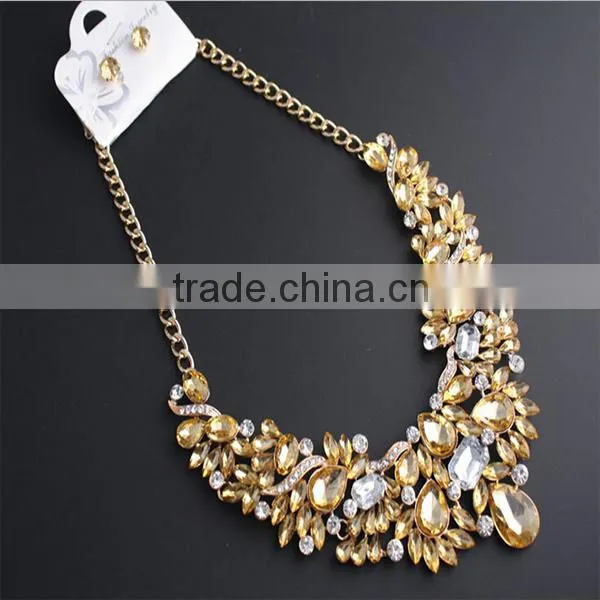 African Necklace Set Crystal Jewelry Sets With Big Glass Pendent Supplier's Choice photo-2
