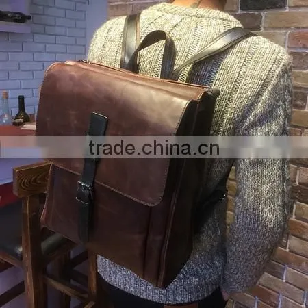 Men's Travel Hiking Bags Leather Military Backpack Bags photo-2