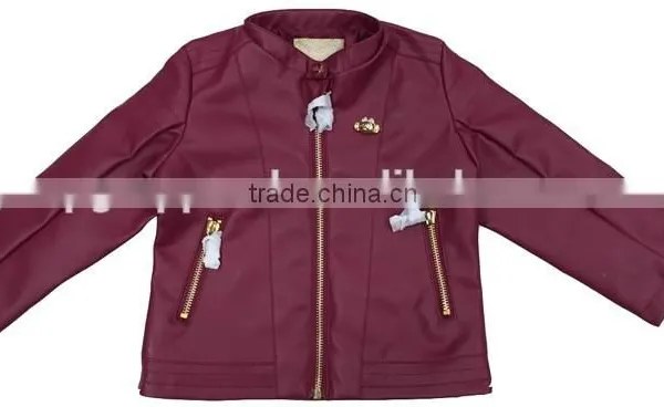 Baby Girl Fashion PU Jacket Stock