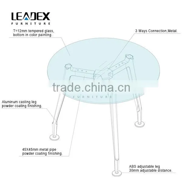 Office Table With Glass Top Round Metal Frame Office Conference Table photo-3