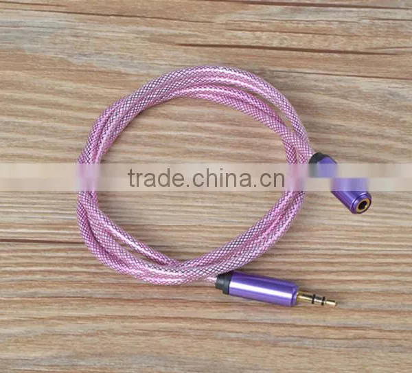China Supplier FIsh Net Pattern 3.5mm Male to Female Stereo Audio Cable photo-5