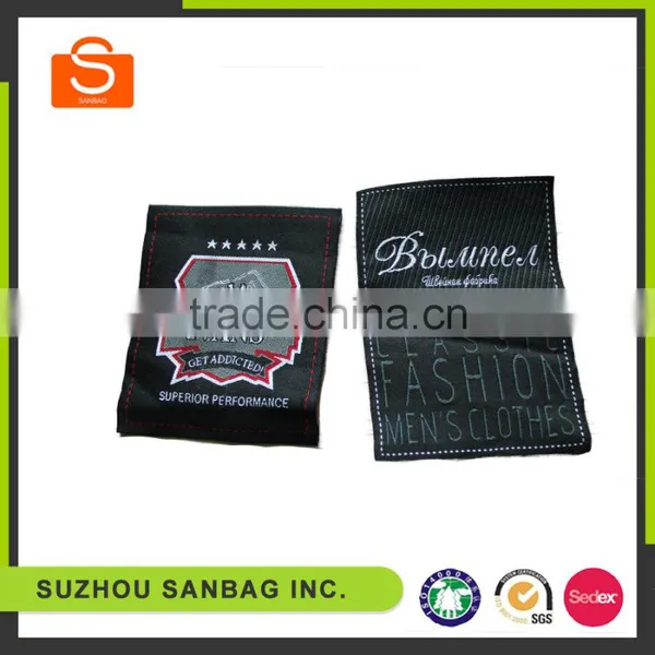 Black Back Neck Main Label Clothing Woven Label For Garment photo-2