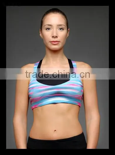 Hot Girl Abstract Printed Sports Bra With Crisscross Straps on the Back Yoga Fitness Sports Bra Office In Unite State (USA) photo-3