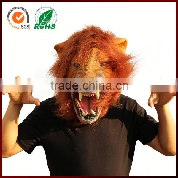 Halloween Costume Ideas Funny Carnival Real Animal Lion Latex Mask photo-3
