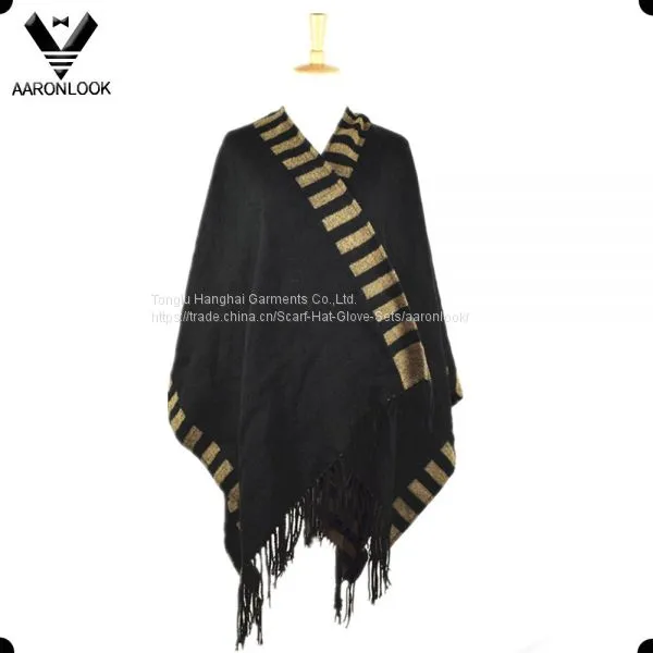 High Quality Fashion Woven Poncho With Fringes photo-2
