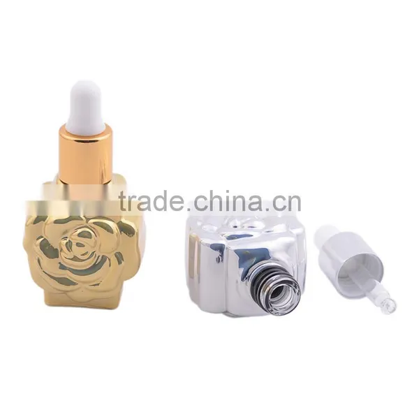Wholesale Flower Shaped Glass Dropper Bottles, Samll Empty UV Gel Colored Glass Essential Oil Bottle photo-5
