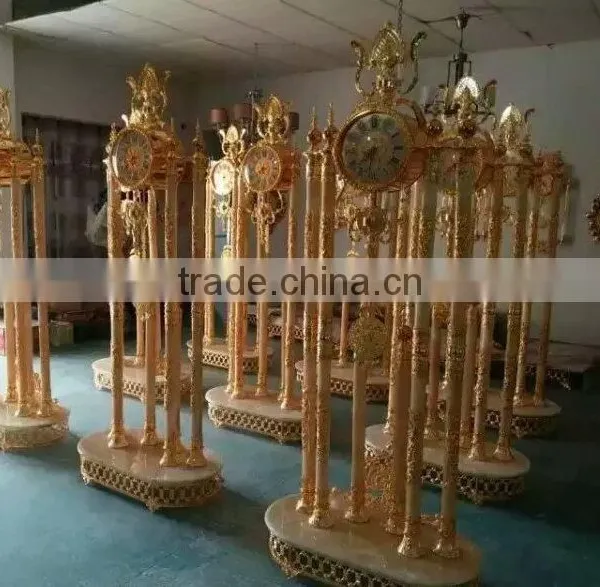 Magnificent Cast Metal Floor Clock, Bright Gold Gilt Finished Floor Standing Clock, 24K Gold Plated Floor Clock photo-3