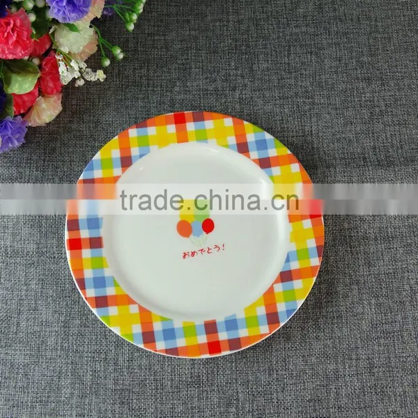 Cheap Wholesale 7 Inch Colorful Printing Cute Japanese Ceramic Dinner Plates photo-3