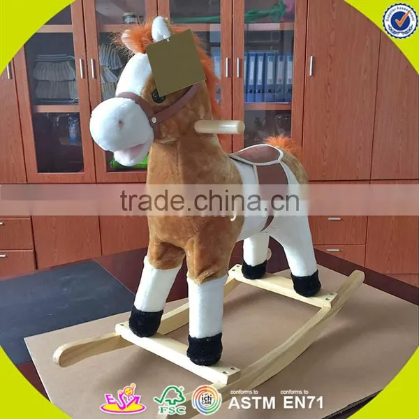 2017 New design horse sound wooden rocking horse for toddlers best sale wooden rocking horse for toddlers W16D090