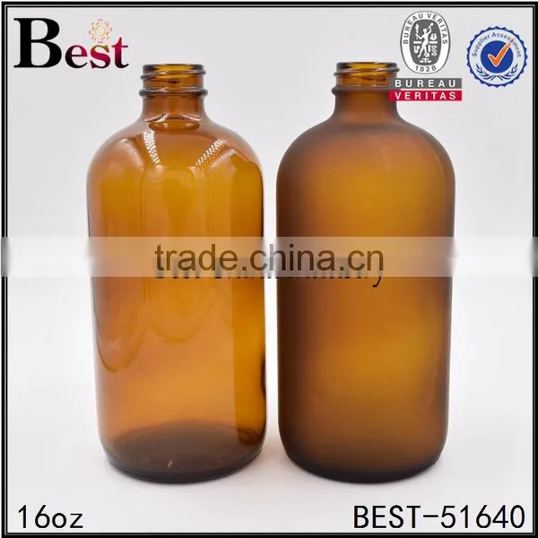 8oz Blue Boston Bottle Frosted Blue Color Boston Round Glass Bottle for Cosmetic Oils photo-4