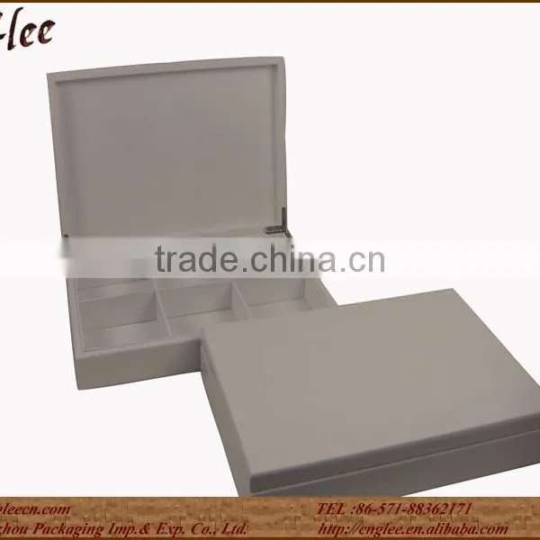 Gray 6 Compartment Solid Wooden Tea Box Packing Box photo-2