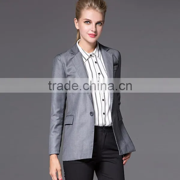 2016 Office Ladies Suits Slim Cut Ladies Tuxedo Pant Suit photo-4