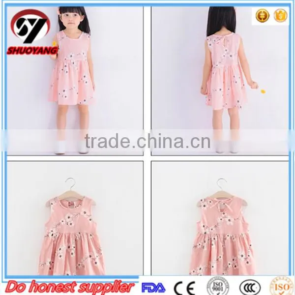 Fashion Girls Linen Kids Sleeveless Lace Boutique Dress photo-3