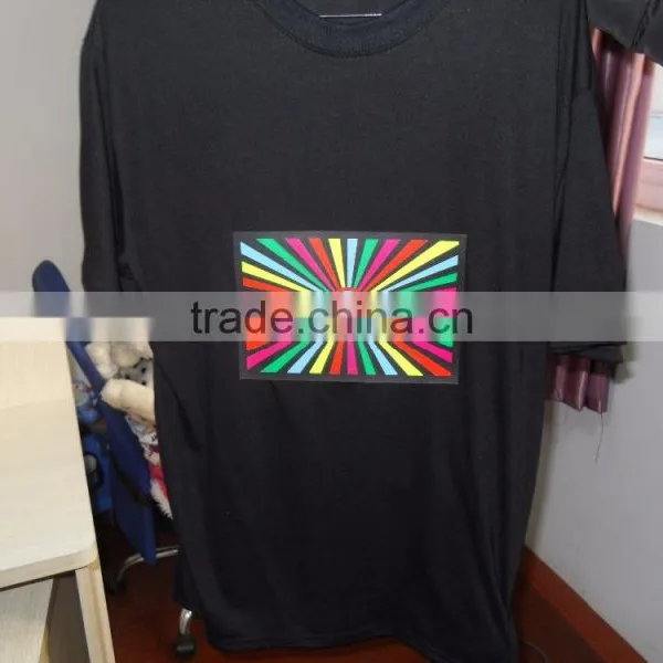 Music Party Sound Activated Flashing Lighting LED DJ T Shirt photo-3