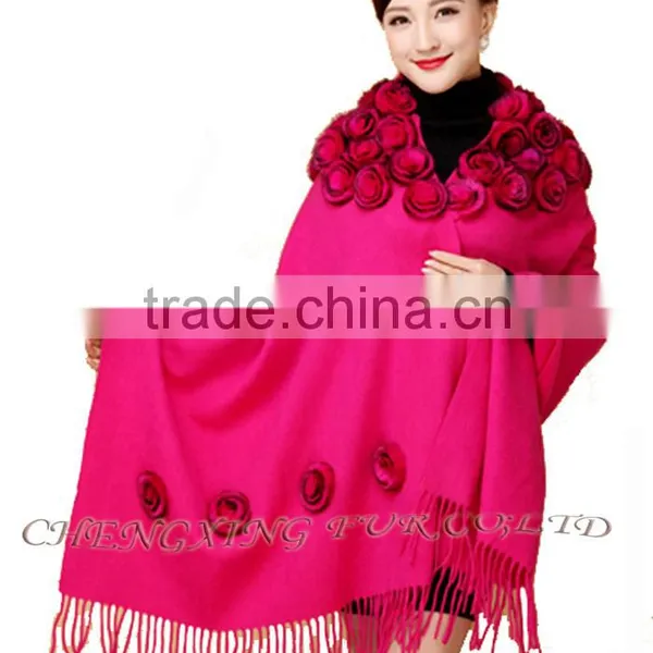 CX-B-P-37A Flowers Design Fashion Winter Ladies Cheap Shawl photo-6