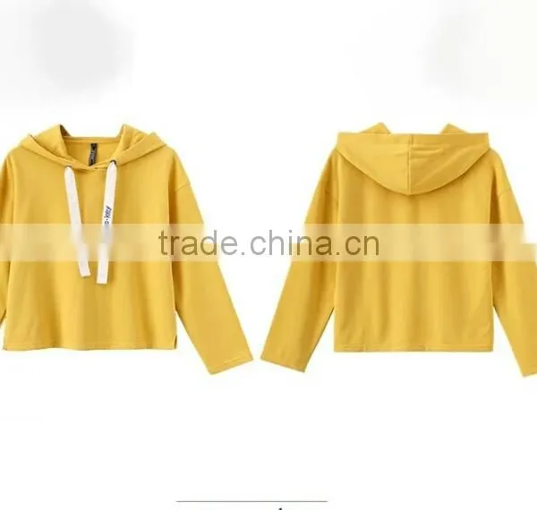 Hot Sale Women Short Sweatshirts Blank Black Hoodies photo-3