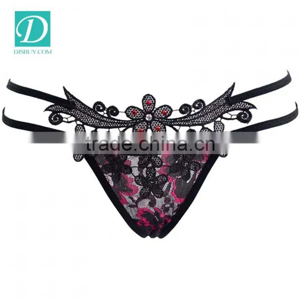 Women Sexy Panties Lace Briefs Girl Lingeries Thongs G-string Flower Panties photo-3