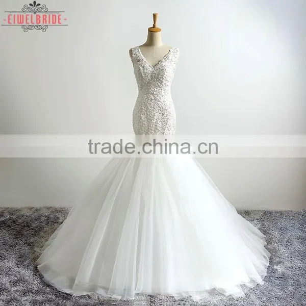 Customed White Mermaid Wedding Dress Mermaid photo-3
