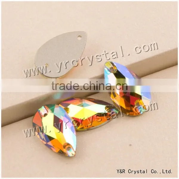 CitrineAB Color Drop Crystal Sew on Rhinestone Beads photo-2