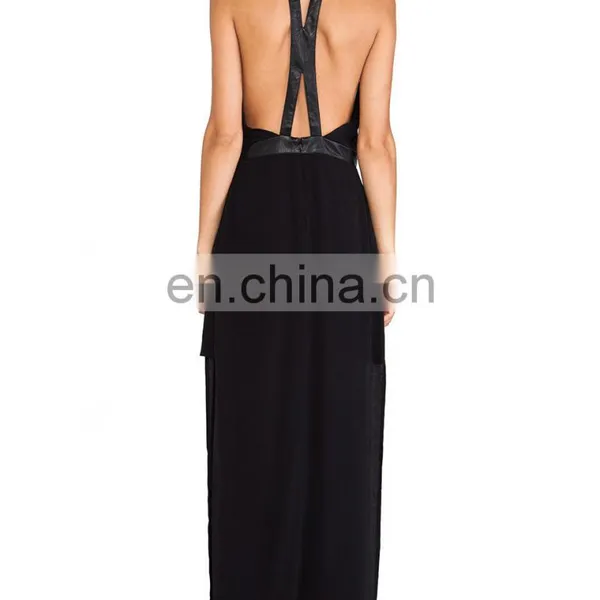 CHEFON Women Black Sexy Party Maxi Dresses photo-3