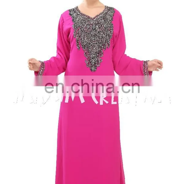 Women Fancy Maxi Caftan Abaya Jalabiya Jilbab Silver Beads Embroidery Dress photo-4