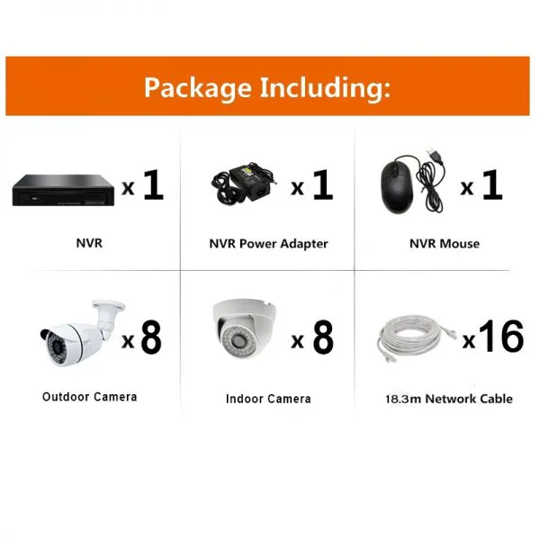 CCTV 16chs 2.0MP HD H. 265 Video Security IP Camera Poe NVR Kits for Home Security photo-5