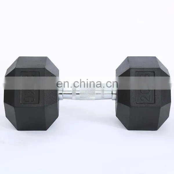 Adjustable Dumbbell Lbs Fitness Environmental Protection Rubber Coated Hexagonal Dumbbell photo-6