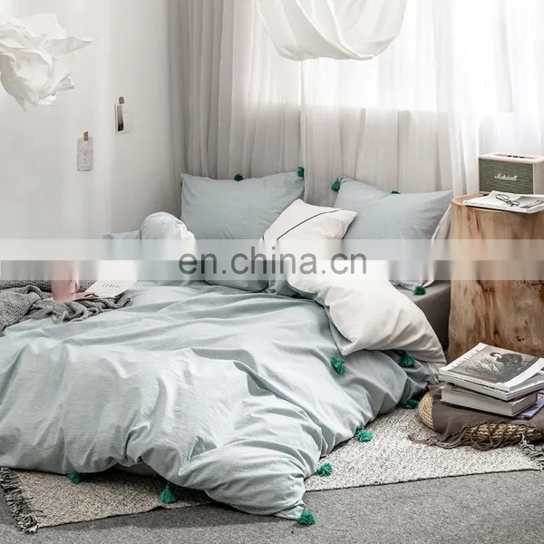 Factory Direct Sell Nordic Style Comforter Winter Bedding Set Cotton With Ball Fringe photo-7