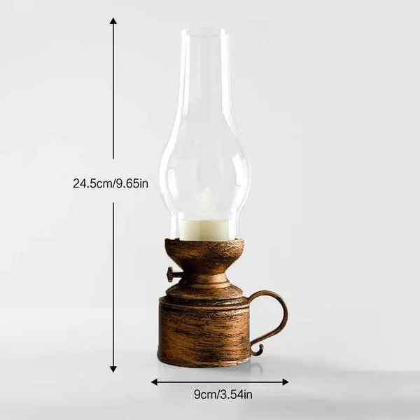 Vintage Oil Lamp Lamps, LED Flameless Design for Home & Restaurant Desktop Ornament photo-5