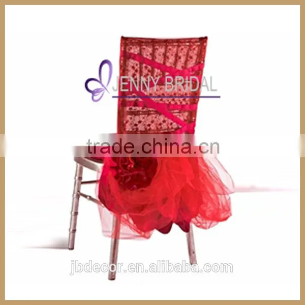 C133B Hot Pink Tulle Banquet Weeding Party Chair Cover photo-2