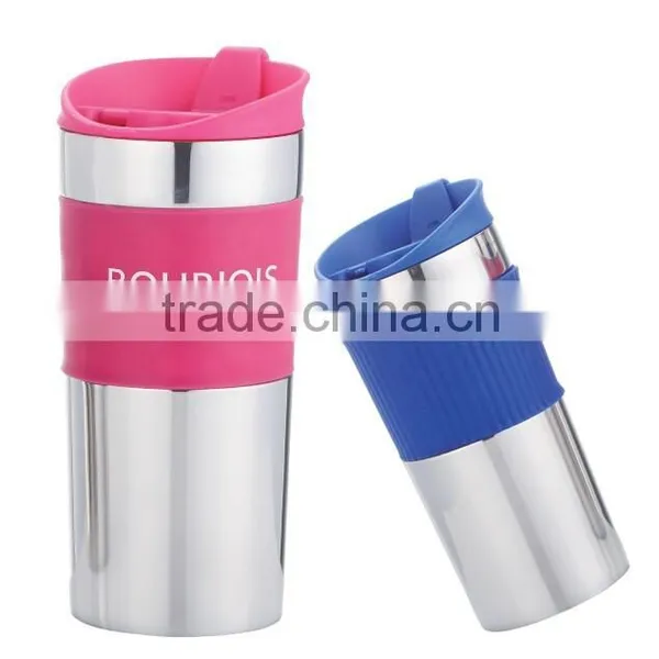 350ml Double Wall Stainless Steel Vacuum Tumblers Thermos Flask With Silicone Sleeve Mugs Quality Choice