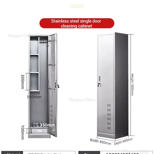 Industrial Stainless Steel Janitorial Locker | Heavy Duty Anti-Corrosion Cleaning Equipment Storage for Wet Areas. photo-2