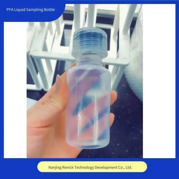 gl32 teflon pfa sampling bottles with rubber stoppers for inserting steel needles, compatible with samplers, customizable reagent bottles
