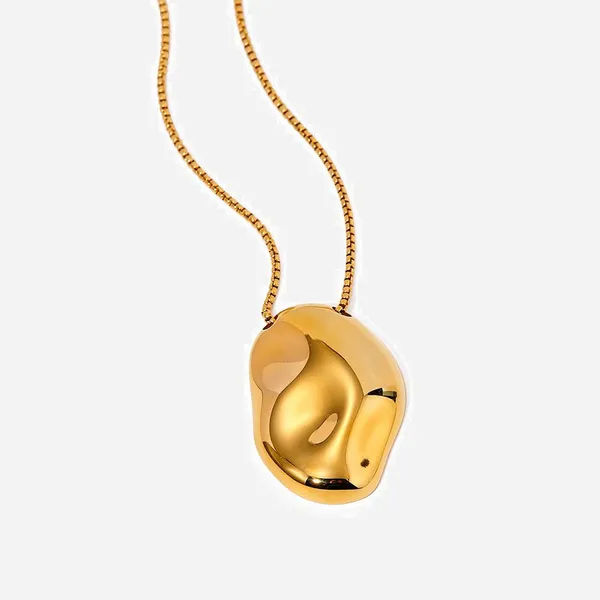 Custom Made 18K Gold Plated Round Rhinestone Charm Necklace - Fashion Jewelry