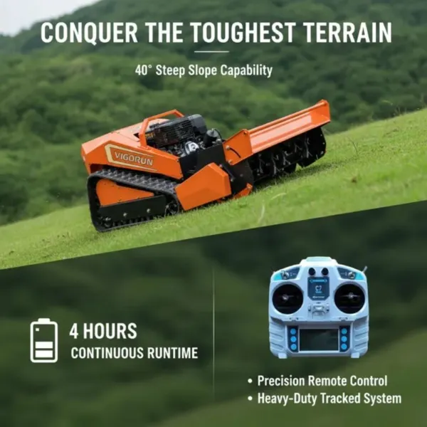 Vigorun MTSK800 Bush Mower Robot, Dual 48V 1000W Brushless Motors Remote Flail Mower for Commercial Use